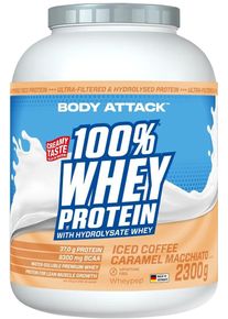 Body Attack Sports Nutrition Body Attack 100 % Whey Protein, 2300 g Dose, Iced Coffee Caramel Macchiato