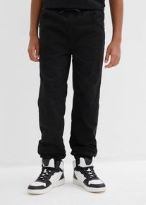 Termo dž&iacute;ny bez zap&iacute;n&aacute;n&iacute; Regular Fit s žerzejovou pod&scaron;&iacute;vkou | Čern&aacute; | Vel. 134 | 100% bavlna| bonprix