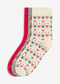 V&aacute;nočn&iacute; ponožky s organickou bavlnou (3 p&aacute;ry v balen&iacute;) | B&iacute;l&aacute; | Vel. 43-46 | bonprix