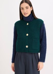 Pleten&aacute; vesta s ozdobn&yacute;mi knofl&iacute;ky | Petrolejov&aacute; | Vel. 36/38 (S) | bonprix