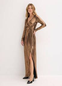 Večerní šaty z jemného žerzeje s leskem | Hnědá | Vel. 34 | bonprix
