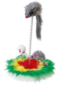 KERBL Pet Mouse Swing Fellmaus auf Feder, Ø17cm