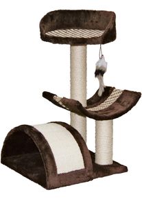 KERBL Pet Safari Kratzbaum, dunkelbraun mit Borte, 38x38x60cm