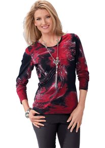 Damske Tričko s dlouhým rukávem a kašmírovým vzorem, s potiskem červená-potisk ,velikost 54