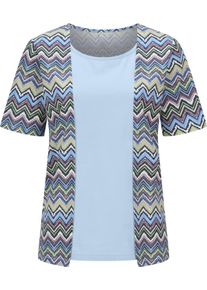 Damske Tričko 2 v 1 s klikat&yacute;m vzorem nebesky modr&aacute;-starorůžov&aacute;-potisk ,velikost 54