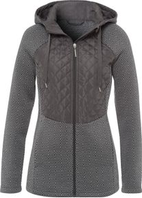 Damske Bunda z fleecového úpletu s prošíváním kamenná šedá-antracitová-vzor ,velikost 48