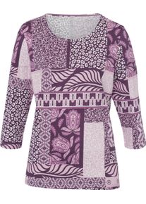 Damske Tričko s 3/4 rukávem a patchworkovým vzorem hroznová-ecru-potisk ,velikost 50