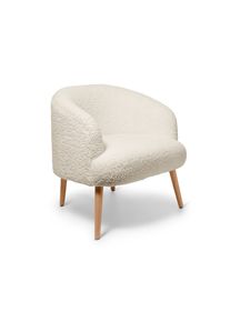 Tchibo - Křeslo z bukl&eacute; s dřevěn&yacute;mi nohami - barva: b&iacute;l&aacute;