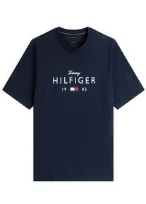 Velk&eacute; Velikosti - Tommy Hilfiger - T-Shirt z měkk&eacute; bavlny s potiskem loga, Regular Fit - 3XL - N&aacute;mořnick&aacute; Modr&aacute;