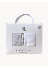 Jack o Juno Sada dětsk&yacute;ch pl&eacute;dů Pearl & Giraffe, 2 d&iacute;ly &Scaron;ed&aacute; Bambus, Bavlna &Scaron; 120 cm, D 120 cm