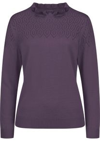 Damske Svetr s dlouh&yacute;m ruk&aacute;vem a vol&aacute;nky na l&iacute;mci f&iacute;kov&aacute; ,velikost 50