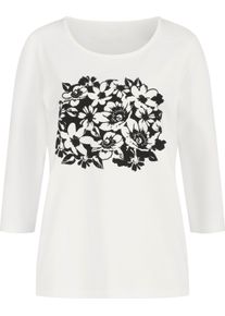 Damske Tričko s 3/4 rukávem a vločkovým potiskem ecru-černá ,velikost 56