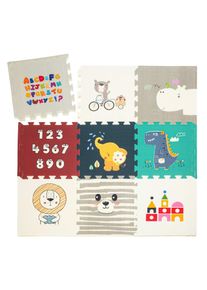 Babify Star Ibaby, Animal Baby Puzzle, podložka - 1,5 cm silná, protiskluzová, extra velká, oboustranná, voděodolná, přenosná, pro batolata a kojence (165x165x1,5 cm)