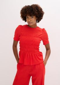 Tričko s žabičkovanou parti&iacute; | Červen&aacute; | Vel. 44/46 (L) | bonprix