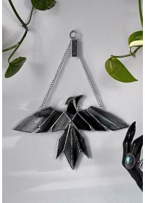 Killstar - Raven Stained Glass Black - Závěsná dekorace - Černá - Onesize - Sklenka,Kov