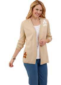 Damske Pleten&yacute; kab&aacute;tek s květinov&yacute;m potiskem b&eacute;žov&aacute;-ecru ,velikost 42