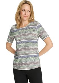 Damske Tričko s kr&aacute;tk&yacute;m ruk&aacute;vem a celoplo&scaron;n&yacute;m proužkovan&yacute;m potiskem rezedov&aacute;-ecru-potisk ,velikost 50