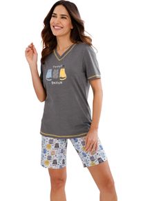 Damske Kr&aacute;tk&eacute; pyžamo s kočič&iacute;m motivem antracitov&aacute;-kamenn&aacute; &scaron;ed&aacute;-potisk ,velikost 56/58