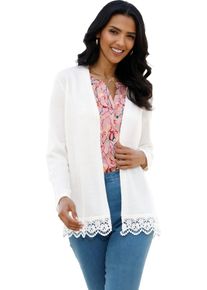 Damske Pleten&yacute; kab&aacute;tek s krajkou na doln&iacute;m lemu ecru ,velikost 54