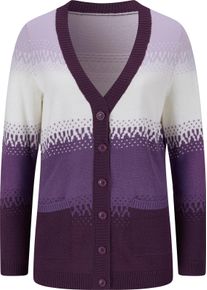 Damske Pletený kabátek s odstupňováním barev lila-hroznová-vzor ,velikost 44