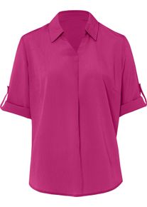 Damske Krepov&aacute; halenka s ohrnovac&iacute;mi ruk&aacute;vy, nen&iacute; nutn&eacute; žehlit fuchsiov&aacute; ,velikost 42