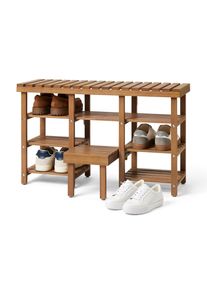 Tchibo - Vysoká lavice s botníkem a výklopným schůdkem - barva: hnědá