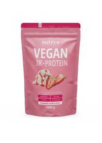 nutri+ veganes 3K Proteinpulver, 1000 g Beutel, Strawberry-Cream