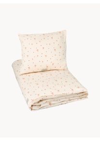 Cam Cam Copenhagen Dětské povlečení z bavlněného saténu Bows Béžová, Růžová Bavlna, Organická bavlna, Satén/mako-satén 70 x 100 cm + 1 polštář 40 x 45