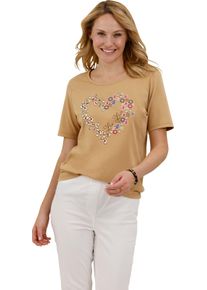 Damske Tričko s kulat&yacute;m v&yacute;střihem se srd&iacute;čkov&yacute;m potiskem velbloud&iacute;-hněd&aacute;-potisk ,velikost 54