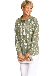 Damske Mikina s potiskem s p&iacute;smeny khaki-ecru-potisk ,velikost 46