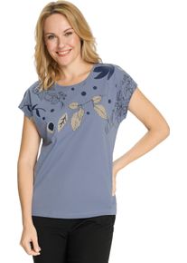 Damske Tričko s kulat&yacute;m v&yacute;střihem s potiskem holub&iacute; modr&aacute;-tmavěmodr&aacute;-potisk ,velikost 52