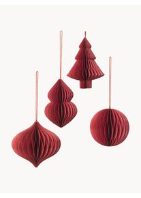 Broste Copenhagen Sada závěsných dekorací Julet, 4 díly Červená Ø 9 cm, V 10 cm