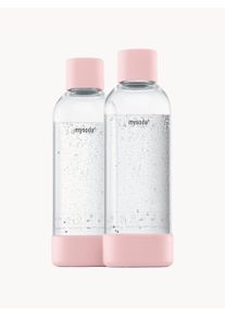 MYSODA Sada lahví na vodu Premium, 2 díly Transparentní, Růžová Umělá hmota, Dřevo 1 l