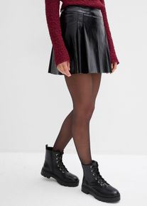 Kr&aacute;tk&aacute; sukně z uměl&eacute; kůže s protiz&aacute;hyby | Čern&aacute; | Vel. 40 | uměl&aacute; kůže| bonprix