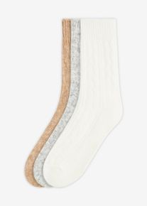 Ponožky s cop&aacute;nkov&yacute;m vzorem (3 p&aacute;ry v balen&iacute;) | &Scaron;ed&aacute; | Vel. 39-42 | bonprix