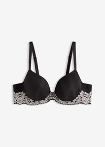 Vyztužen&aacute; podprsenka s dvoubarevnou krajkou | Čern&aacute; | Vel. 90B | bonprix