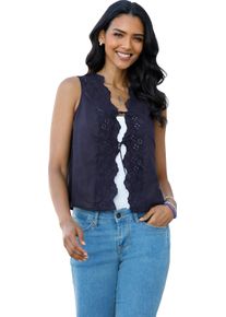 Damske Vesta s krajkovou vsadkou vpředu n&aacute;mořnick&aacute; modr&aacute; ,velikost 40