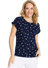 Damske Tričko s kulat&yacute;m v&yacute;střihem a n&aacute;mořnick&yacute;m potiskem n&aacute;mořnick&aacute; modr&aacute;-b&eacute;žov&aacute;-potisk ,velikost 38