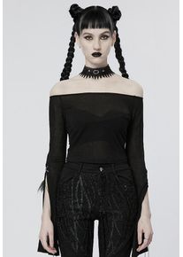 Punk Rave - Lalena Fitted Black - Top - Černá - S - 79% viskóza, 21% polyamid,Viskóza