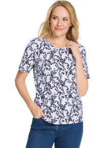 Damske Tričko s kr&aacute;tk&yacute;m ruk&aacute;vem s květinov&yacute;m vzorem b&iacute;l&aacute;-n&aacute;mořnick&aacute; modr&aacute;-potisk ,velikost 46