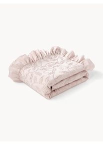 Strukturovan&yacute; pl&eacute;d z bavlny s vol&aacute;ny a květinov&yacute;m vzorem Clara Pudrov&aacute; Bavlna &Scaron; 180 cm, D 250 cm | Westwing Collection