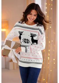 Damske Svetr s dlouh&yacute;m ruk&aacute;vem s motivem soba ecru-čern&aacute;-vzor ,velikost 46