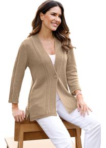 Damske Pleten&yacute; kab&aacute;tek s 3/4 ruk&aacute;vy b&eacute;žov&aacute; ,velikost 52