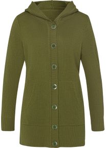 Damske Pletený kabátek s kapucí a klokaními kapsami olivová ,velikost 50