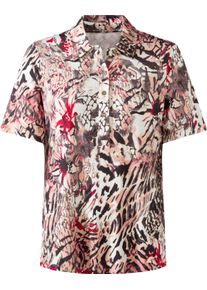 Damske Polokošile s knoflíkovou lištou růženínová-taupe-potisk ,velikost 52