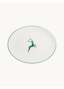 Gmundner Keramik Ručně vyrobený servírovací talíř Green Deer Bílá Keramika Ø 33 cm, V 3 cm