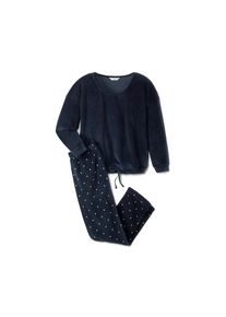 Tchibo - Pyžamo z plyšového úpletu - pro ženy - vel. S 36/38 - barva: modrá/s puntíky