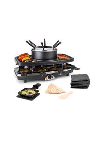 Klarstein Entrecote 2 v 1, raclette gril, fondue, 1100 W, přírodní kámen, pro 8 osob, podložky