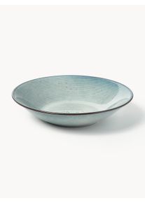Broste Copenhagen Ručně vyroben&yacute; hlubok&yacute; tal&iacute;ř Nordic Sea, 4 ks Modr&aacute; Hl&iacute;na &Oslash; 22 cm, V 5 cm