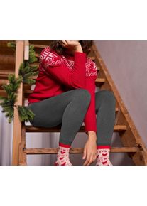 Tchibo - Pleten&yacute; svetr s norsk&yacute;m vzorem - pro ženy - vel. XL 48/50 - barva: červen&aacute;/žak&aacute;r